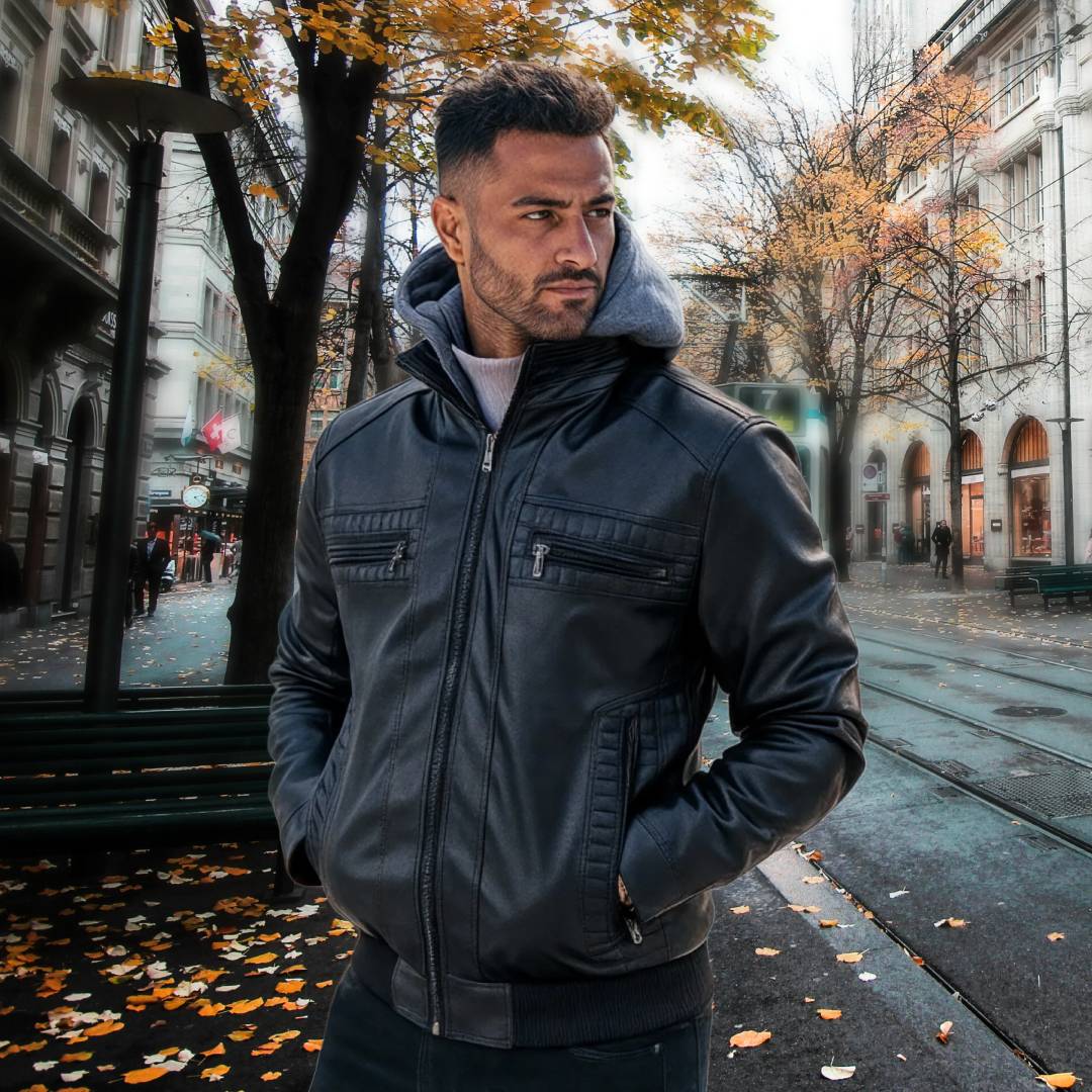 ICARO™ | GIACCA IN PU CON CAPPUCCIO