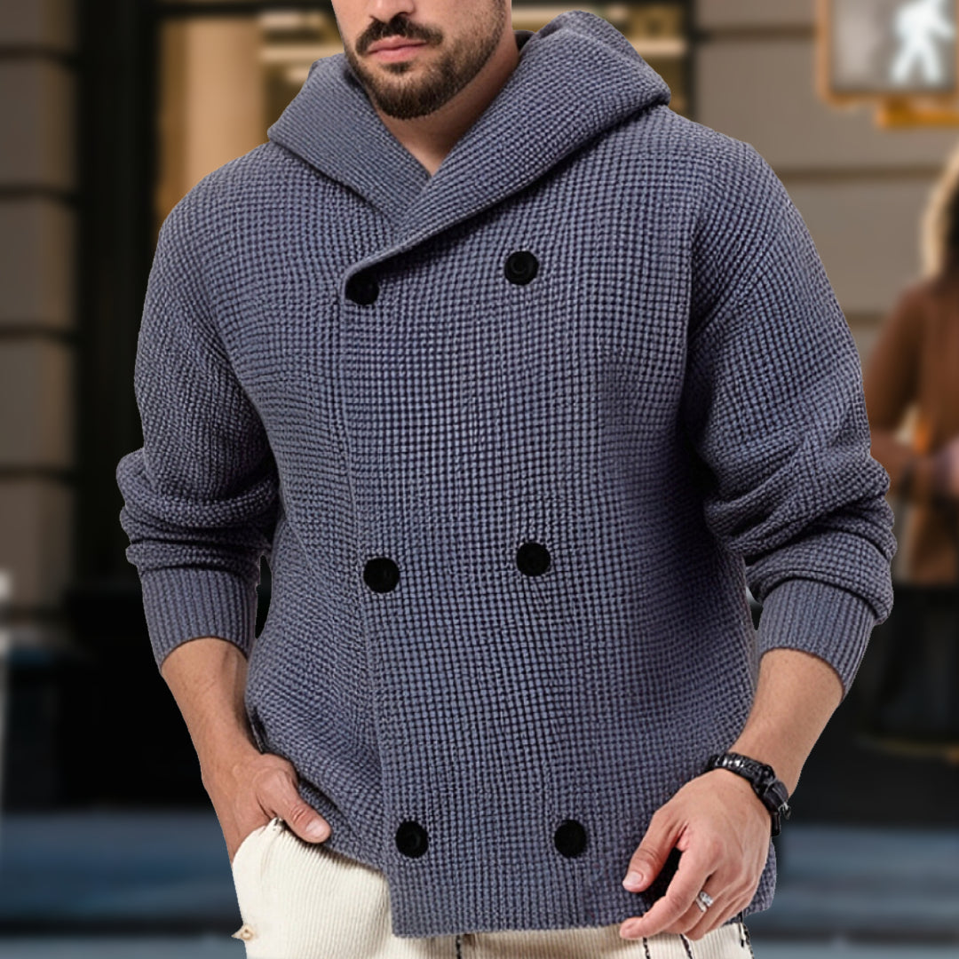 NICOLAS™ | CARDIGAN DOPPIO PETTO CON CAPPUCCIO